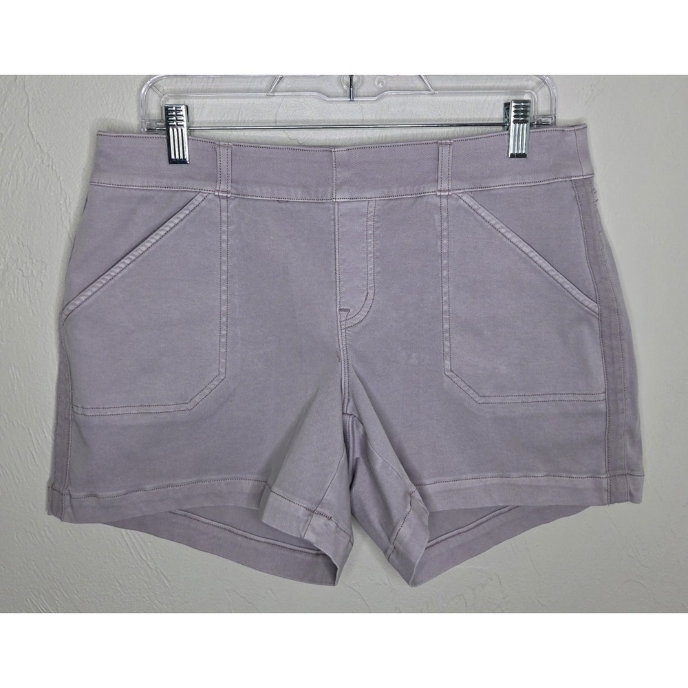 Spanx Pull On Light Mauve Shorts Cotton Twill Slimming Womens Size Large Stretch